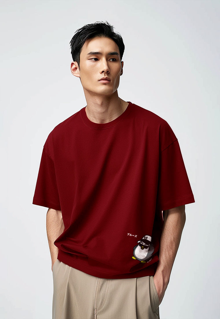 MTN15 kaos oversize scuba tebal dj rock blues maroon