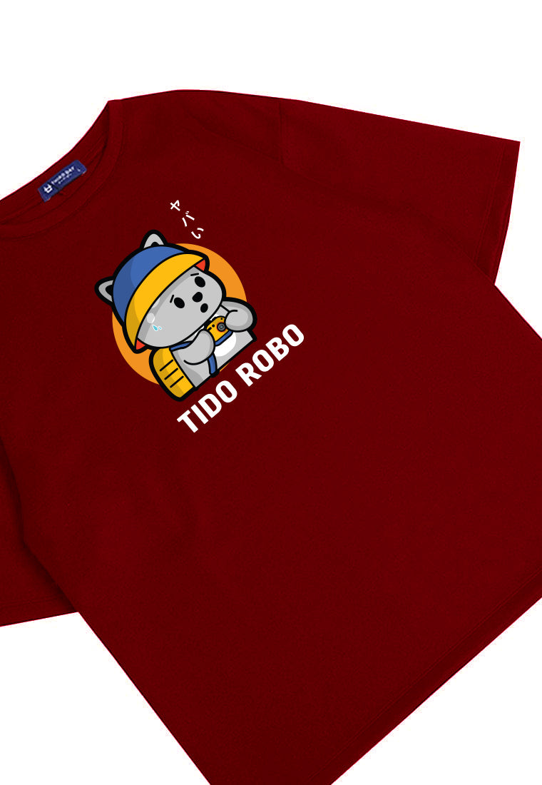MTN16 kaos oversize scuba anime kartun karakter tido robo piknik maroon