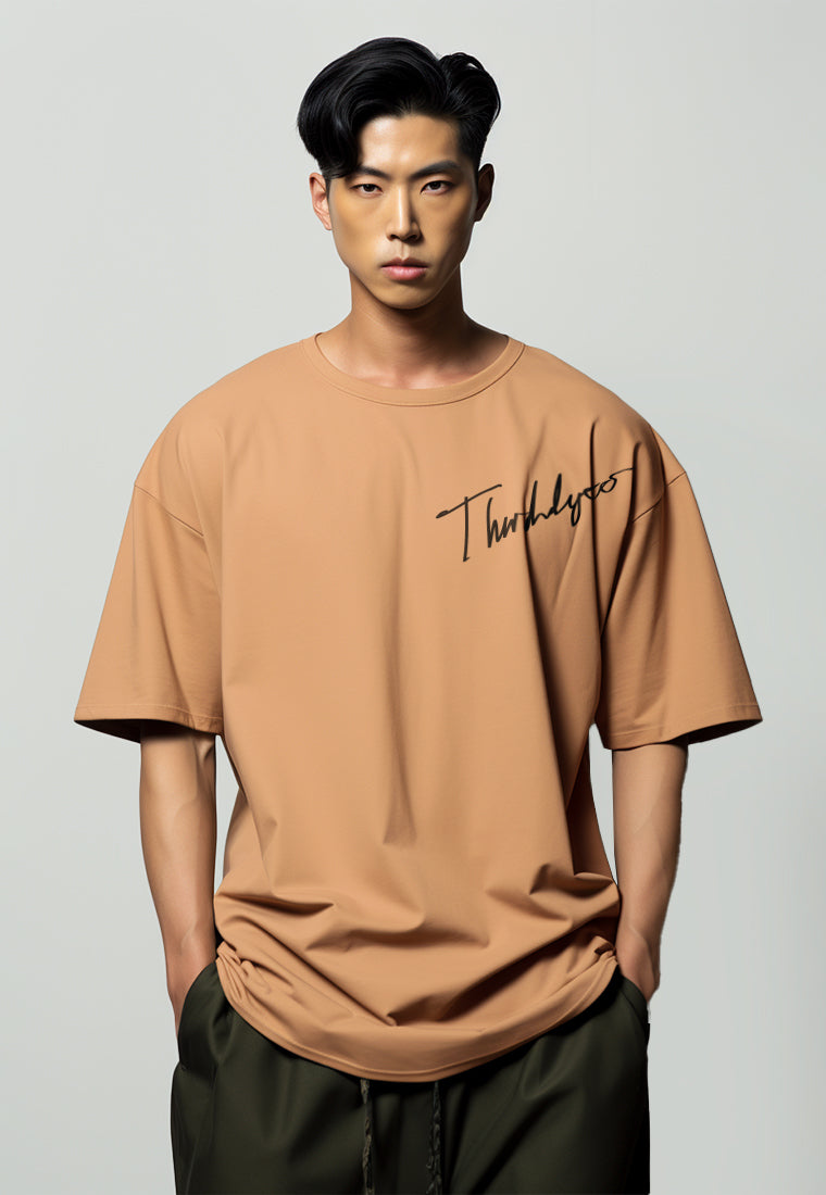 MTN29 kaos oversize scuba tebal thirddayco signature khaki