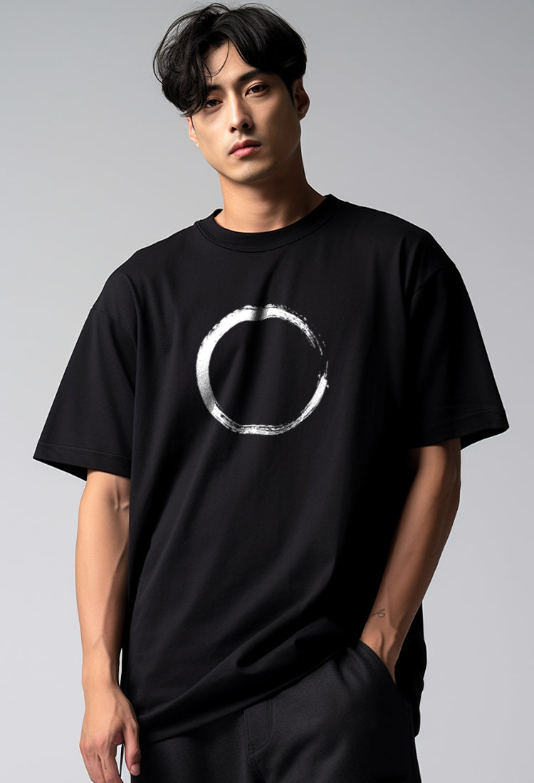 MTN66 kaos oversize scuba tebal simple abstrak enzo circle hitam