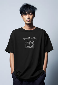 MTN71 kaos oversize basket scuba tebal Third Day katakana 23 hitam