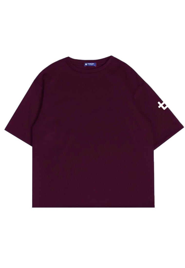 MTN82 kaos oversize tebal scuba army green scuba thirdday logo arm burgundy