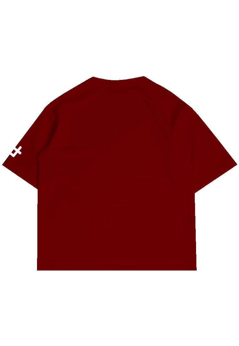 MTN84 kaos oversize distro cowok leher crew tebal abu grey scuba thirdday logo arm maroon