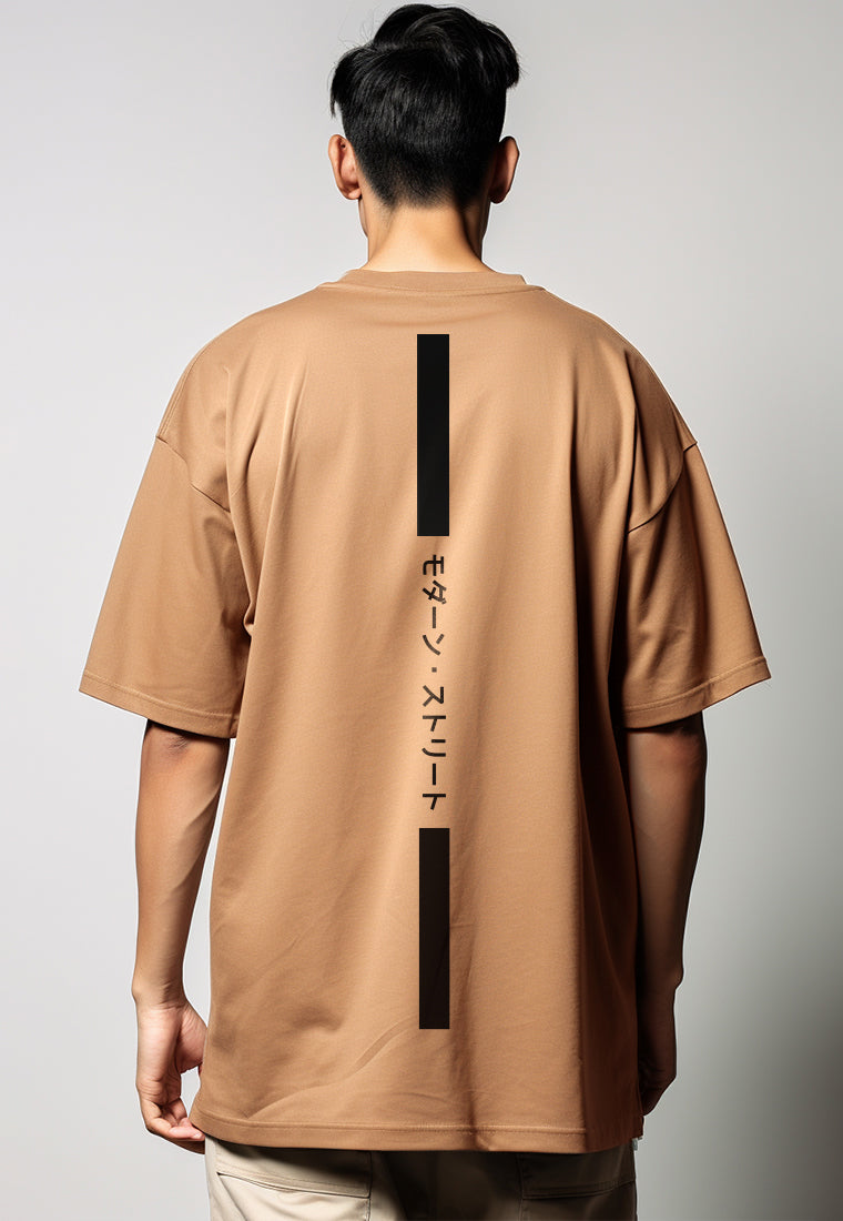 MTN85 kaos oversize distro cowok green army scuba leher crew osaka katakana back vertikal hijau army