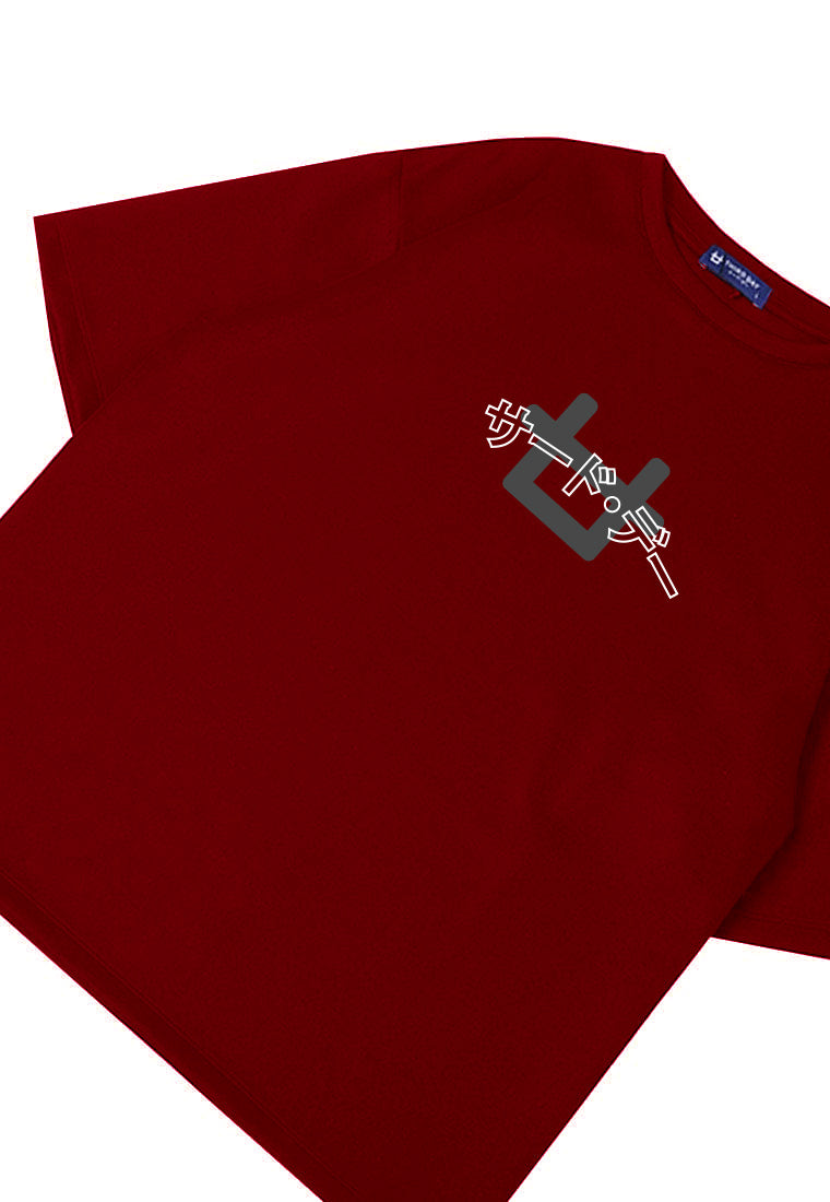 MTN95 kaos oversized distro cowok bahan tebal scuba arc outline logo third day maroon