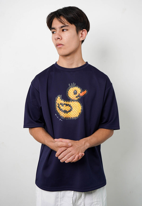 MTO54 kaos oversize gambar bebek rubber ducky rajut effect bahan scuba tebal distro pria navy