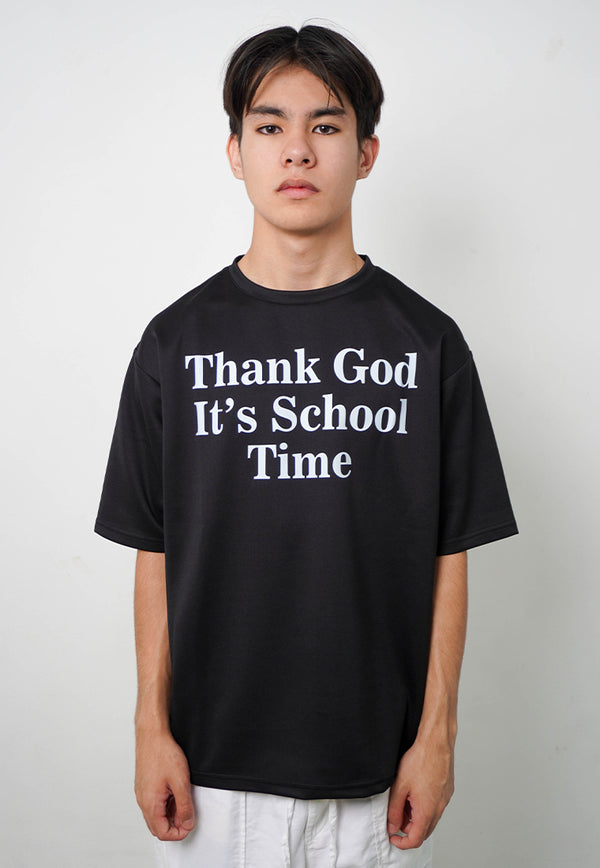 MTO70 kaos oversize quotes lucu kuliah back to school bahan tebal scuba distro pria hitam