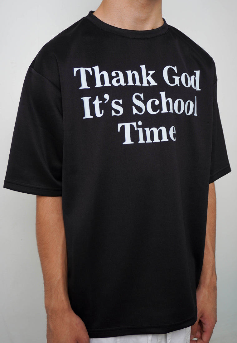 MTO70 kaos oversize quotes lucu kuliah back to school bahan tebal scuba distro pria hitam