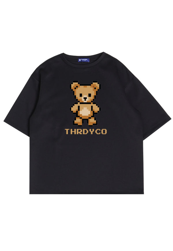 MTO81 kaos oversize beruang teddy bear rajut knit rajut effect bahan tebal scuba distro pria cowok hitam