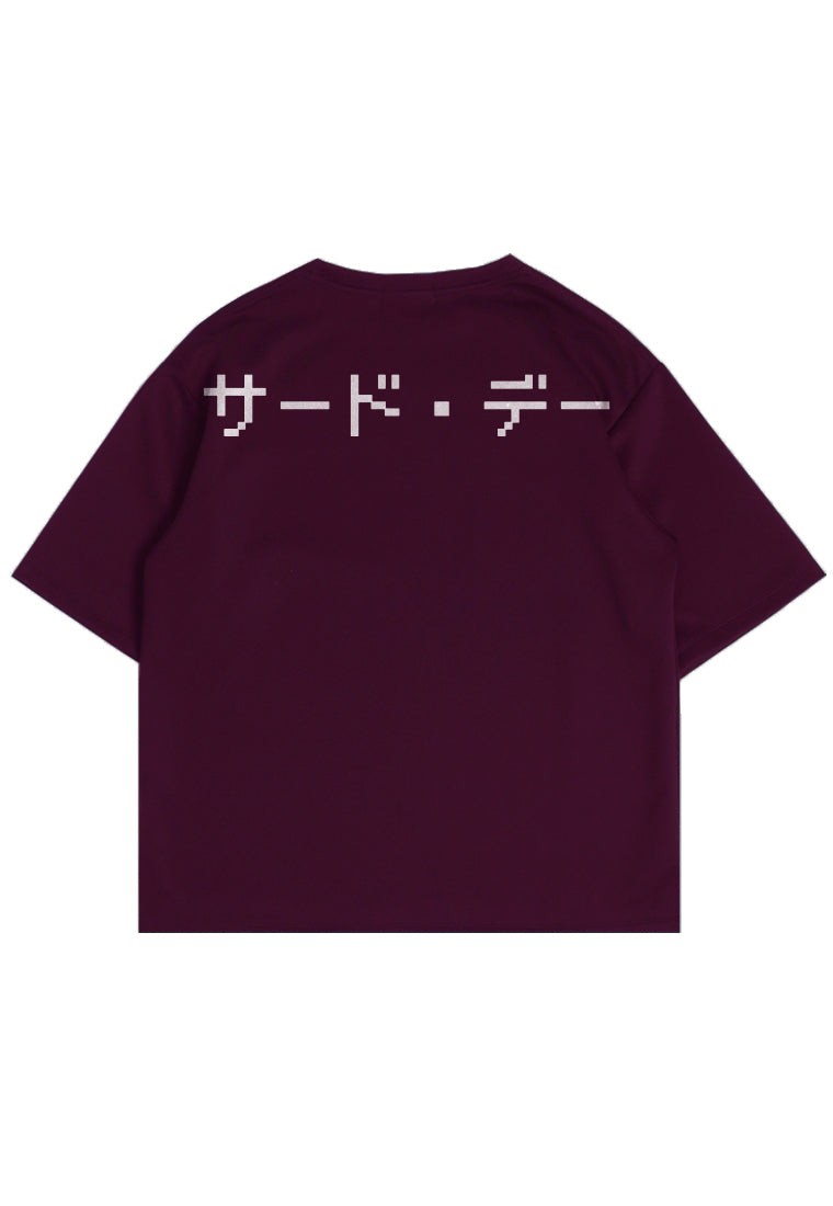MTP02 kaos oversize rajut katakana back bahan tebal scuba distro cocok jepang burgundy