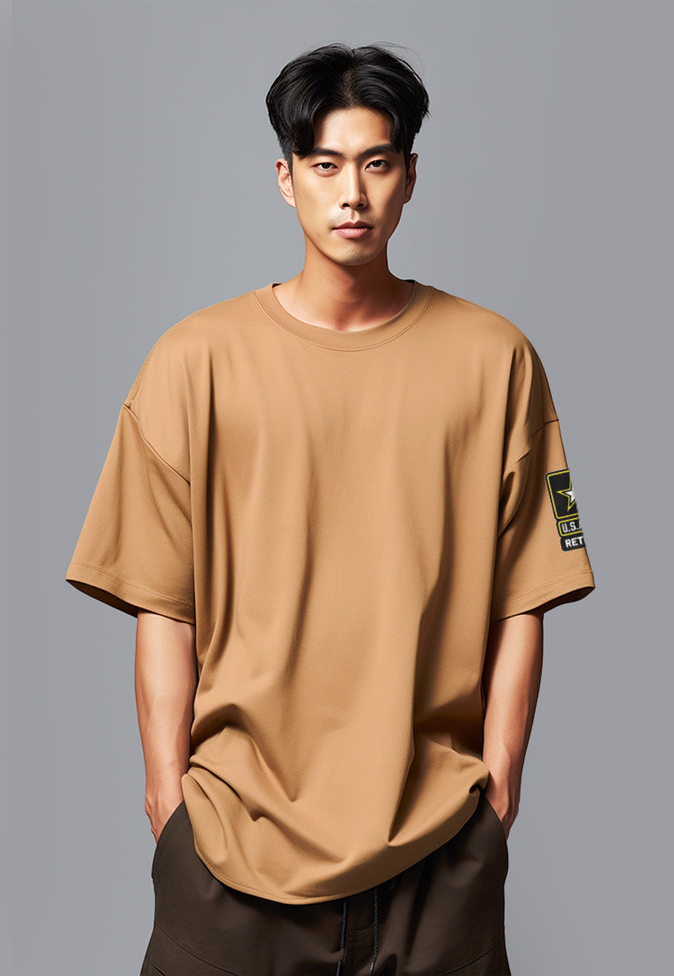 MTP10 kaos oversize army us army retired side patch arm bahan tebal scuba cowok distro hijau army