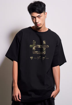 MTP14 kaos oversize army logo thirddayco camo bahan tebal scuba distro cowok warna hitam