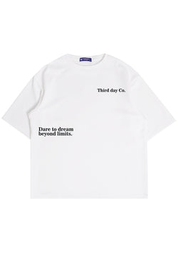 MTQ56 kaos oversize bahan tebal scuba pria distro aesthetic tulisan simpel "dare to dream" putih