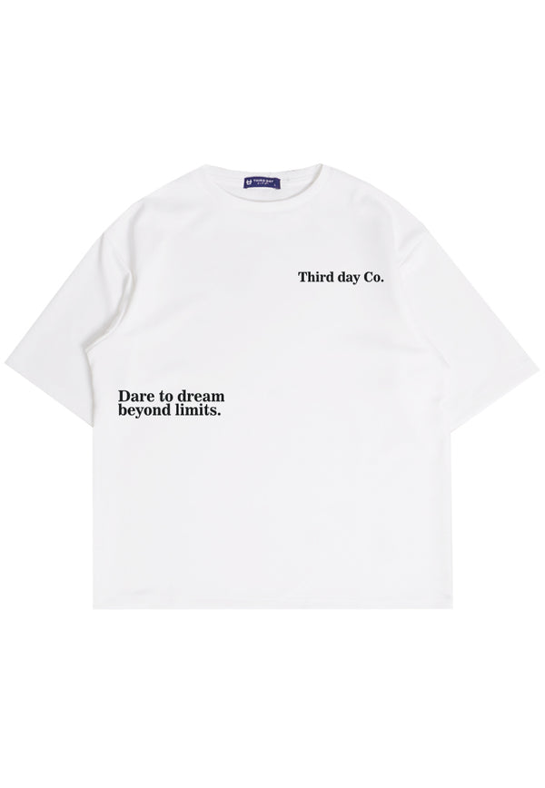 MTQ56 kaos oversize bahan tebal scuba pria distro aesthetic tulisan simpel "dare to dream" putih