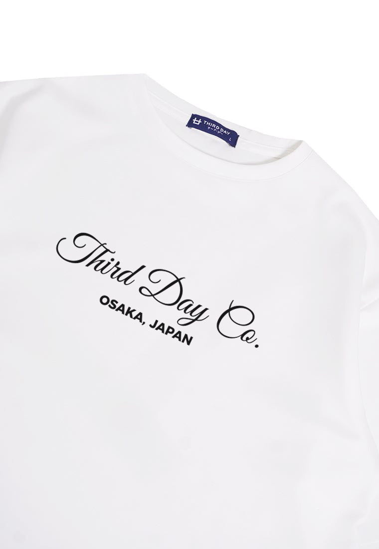 MTQ77 kaos oversize tebal scuba unisex "thirddayco script" putih