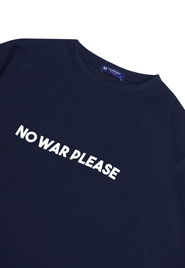 MTQ84 kaos oversize bahan scuba tebal unisex "no war please" navy