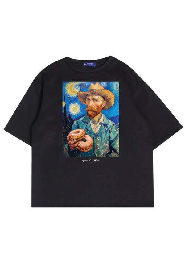 MTQ97 kaos oversize vintage painting bahan tebal scuba "the farmer" hitam