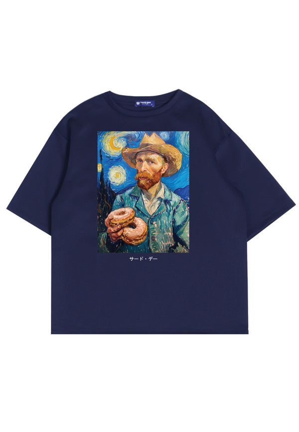 MTQ98 kaos oversize vintage painting bahan tebal scuba "the farmer" navy