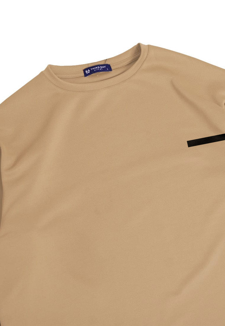 MTR07 kaos oversize baju koko modern bahan scuba tebal "simple stripe" khaki