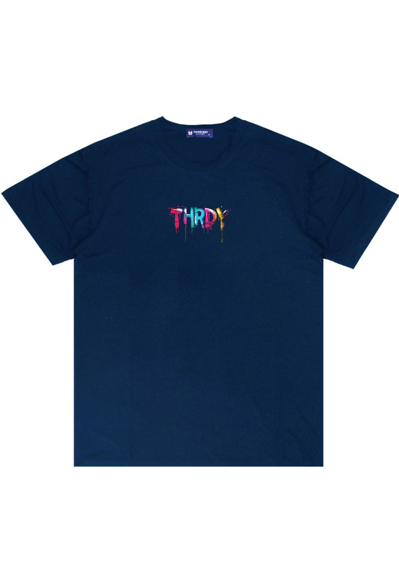 MTR18 Kaos T-Shirt Pria Instacool unisex "Thrdy multicolor drip" navy