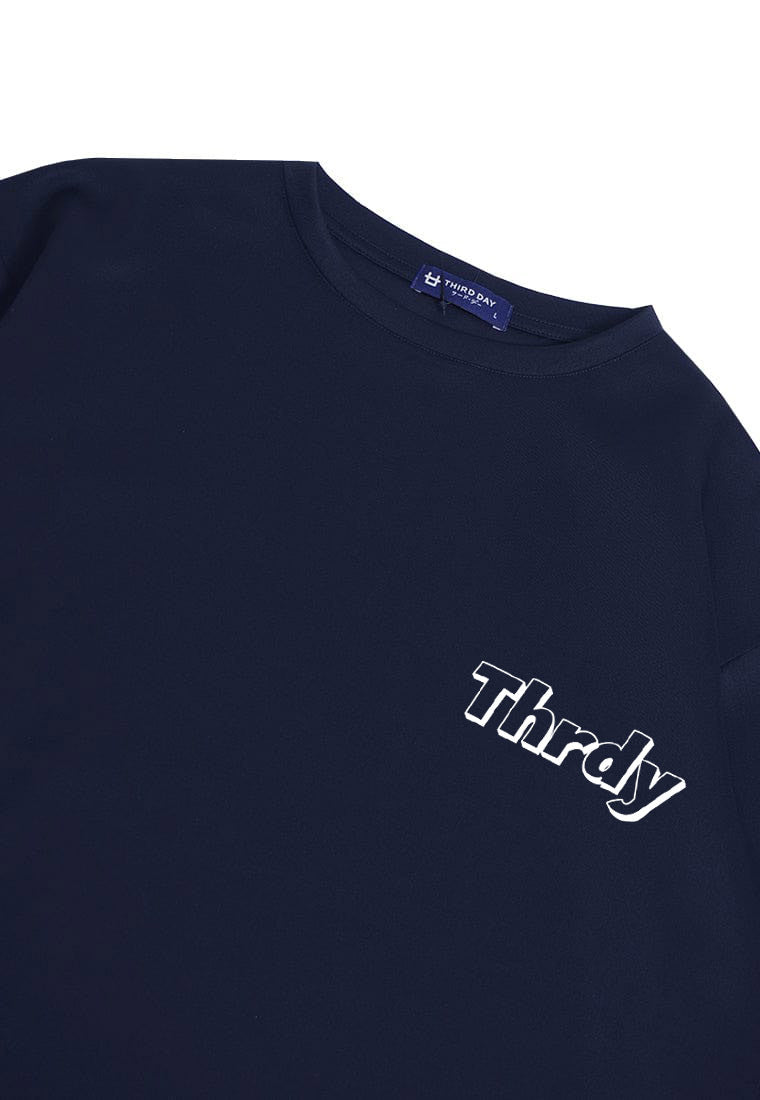 MTR23 kaos oversize tebal scuba pria distro "thrdy copic" navy