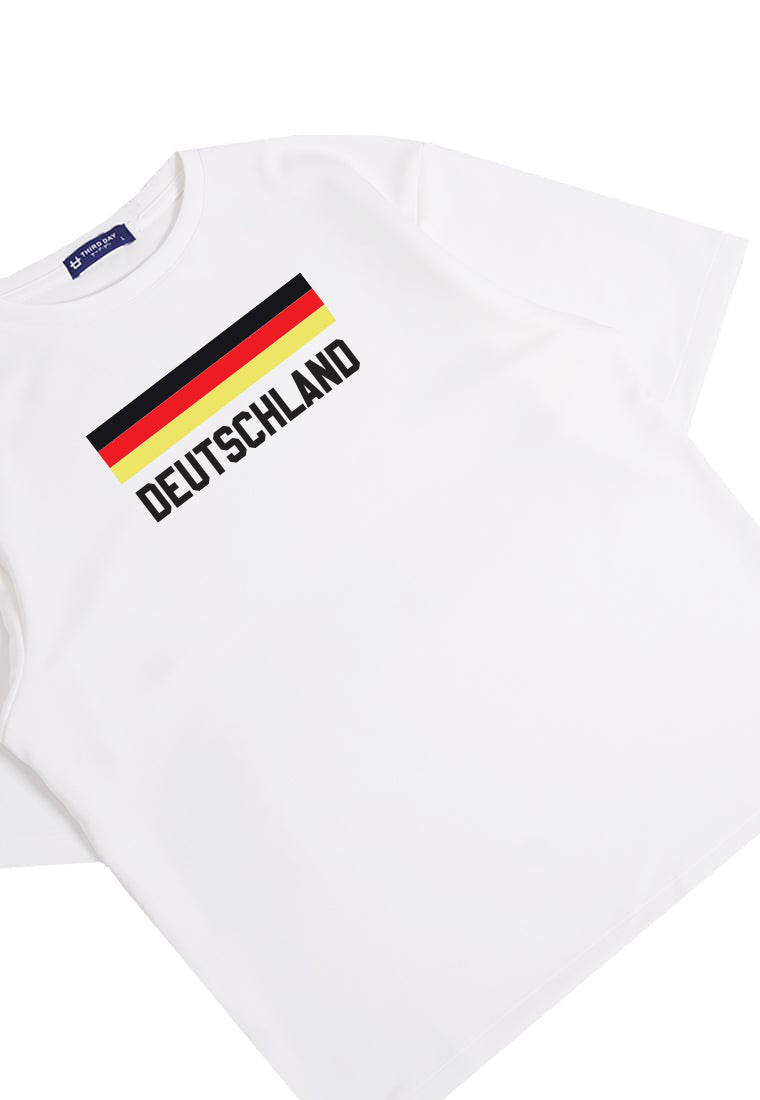 MTR29 kaos oversize pria bahan scuba tebal "deutschland german" putih