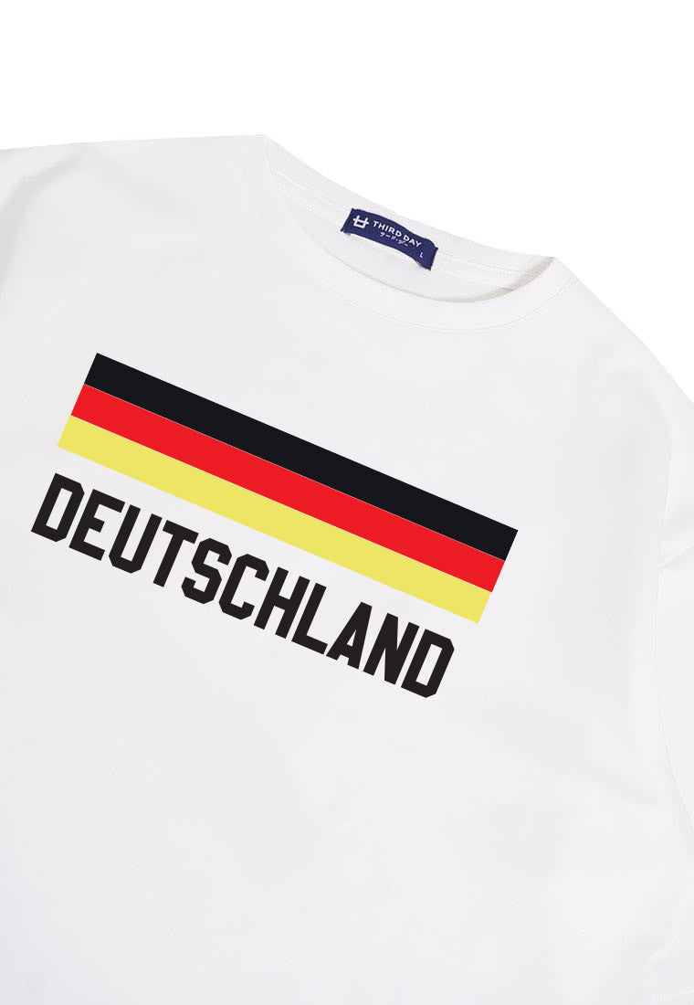 MTR29 kaos oversize pria bahan scuba tebal "deutschland german" putih