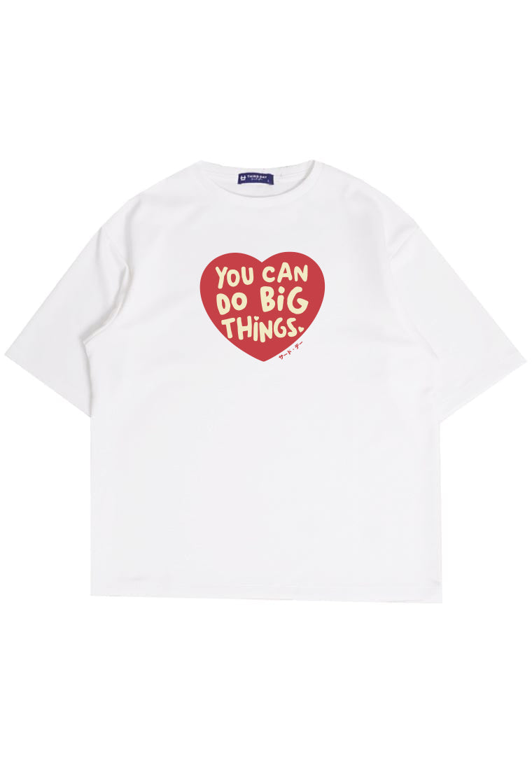 MTR38 kaos oversize bahan tebal pria scuba "you can do big things" putih