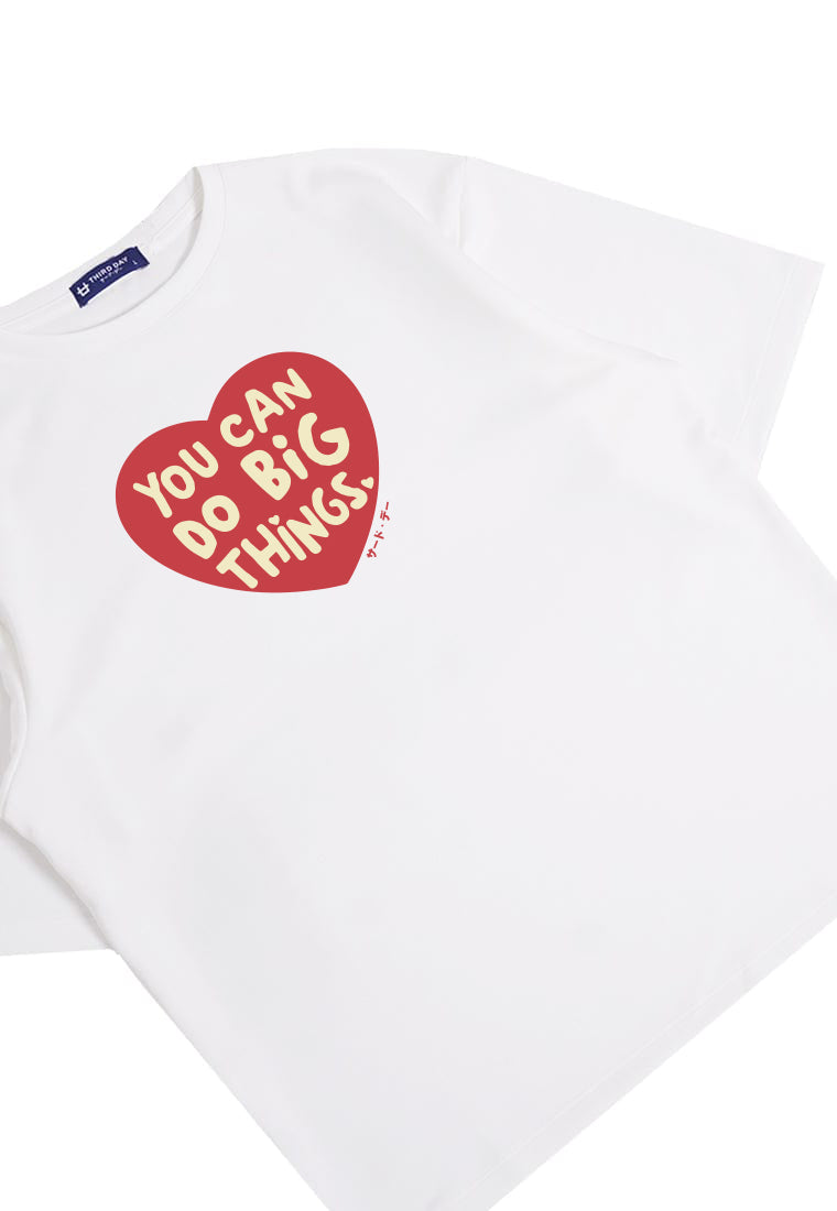 MTR38 kaos oversize bahan tebal pria scuba "you can do big things" putih