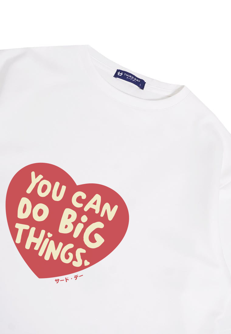 MTR38 kaos oversize bahan tebal pria scuba "you can do big things" putih