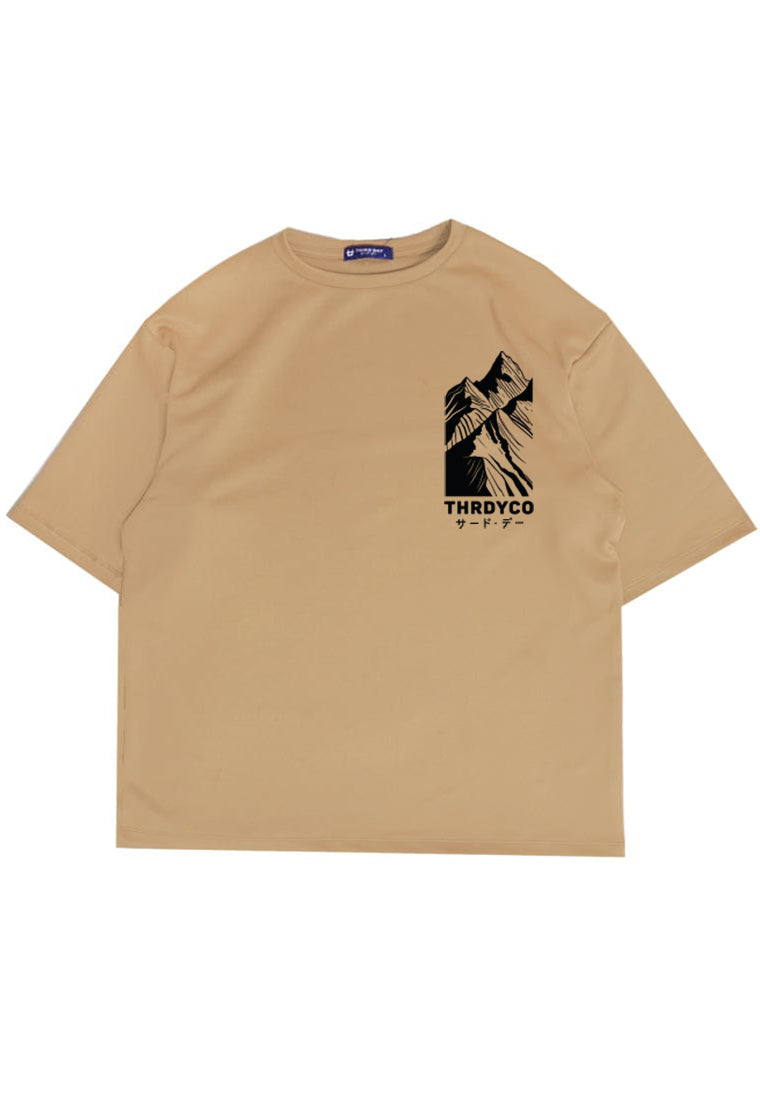 MTR53 Kaos Oversize Gambar Gunung Bahan Tebal Scuba "thrdyco mountain" Khaki