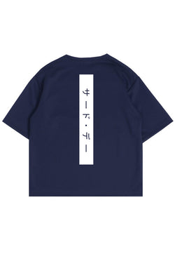 MTR55 Kaos Oversize Gambar Punggung Tebal Scuba Pria "Katakana on Pad" Navy