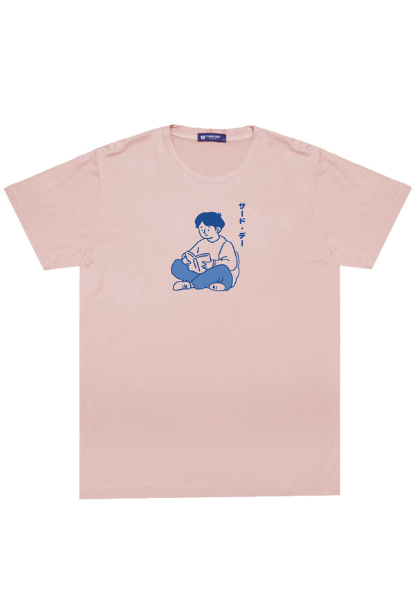 MTR67 Kaos Distro Gambar Kartun Jepang Aesthetic Instacool "casual reader" pink