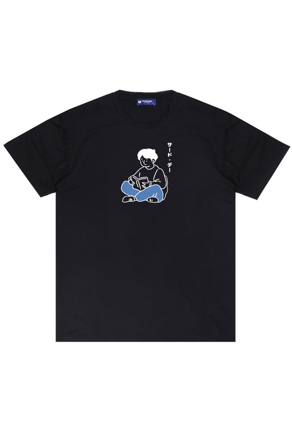 MTR69 Kaos Distro Gambar Kartun Jepang Aesthetic Instacool "casual reader" hitam