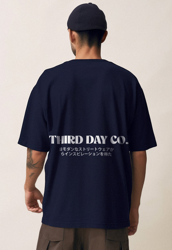 MTR80 Kaos Oversize Gambar Belakang "thirdday inspired" Bahan Tebal Scuba Navy