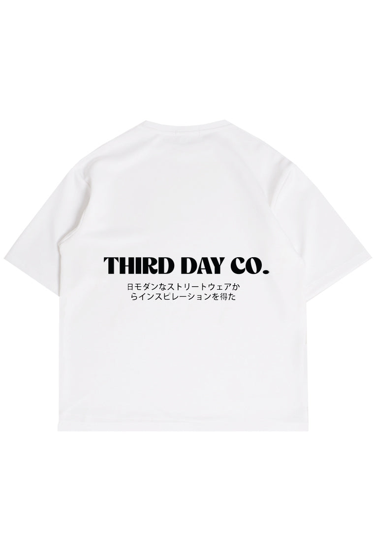 MTR83 Kaos Oversize Gambar Belakang "thirdday inspired" Bahan Tebal Scuba Putih
