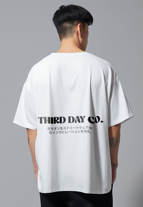 MTR83 Kaos Oversize Gambar Belakang "thirdday inspired" Bahan Tebal Scuba Putih