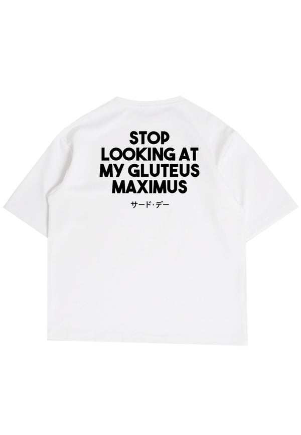MTS20 Kaos Oversize Gym Bahan Scuba Tebal "glutes" Putih