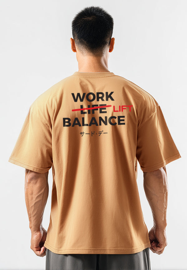 MTS83 Kaos Oversize Gym ScubaLux bahan tebal "work lift balance" khaki
