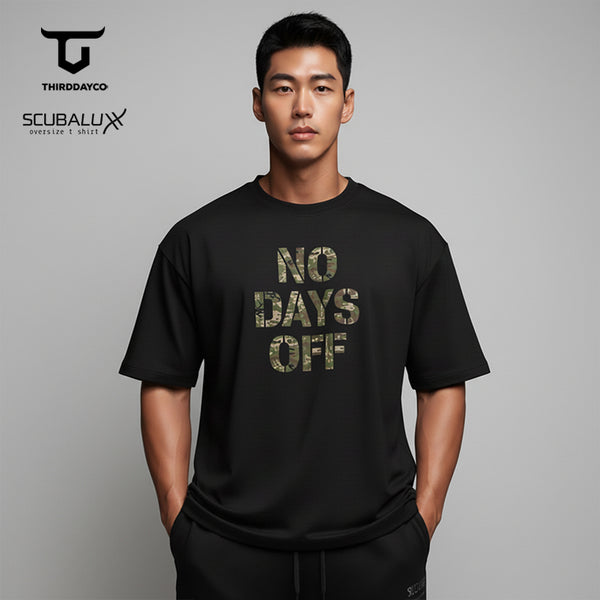 MTT20 Kaos Oversize Gym Pria Bahan Scuba Tebal "no days off " hitam