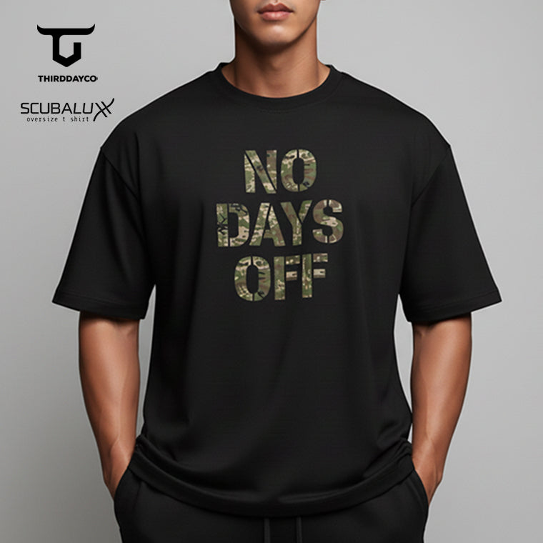 MTT20 Kaos Oversize Gym Pria Bahan Scuba Tebal "no days off " hitam