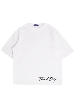 MTT81 kaos oversized estetik bahan tebal scubalux "thirdday long sign" putih