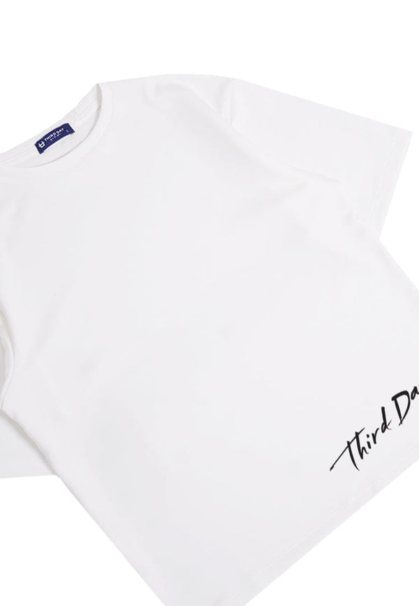 MTT81 kaos oversized estetik bahan tebal scubalux "thirdday long sign" putih