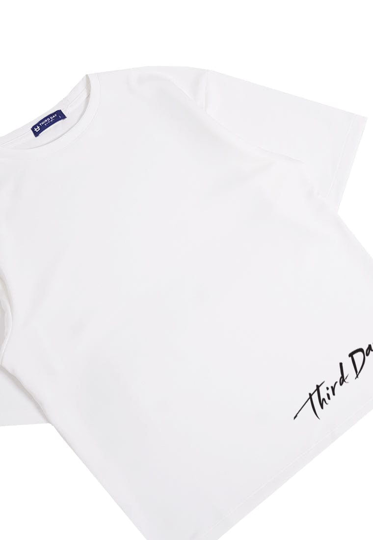 MTT81 kaos oversized estetik bahan tebal scubalux "thirdday long sign" putih