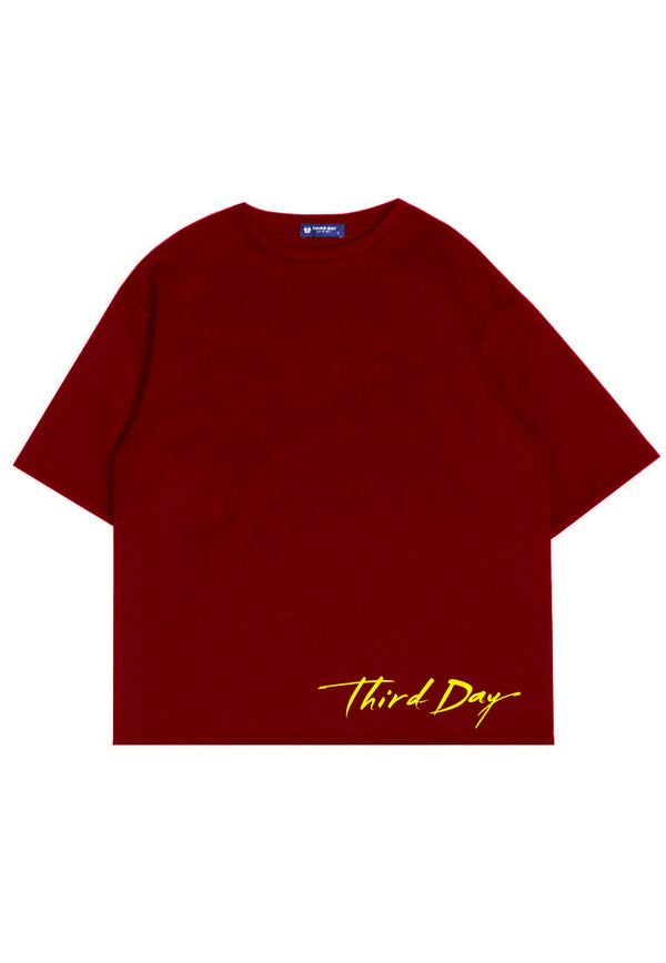 MTT82 baju kaos imlek oversize bahan scubalux 210gsm "third day long sign" merah maroon