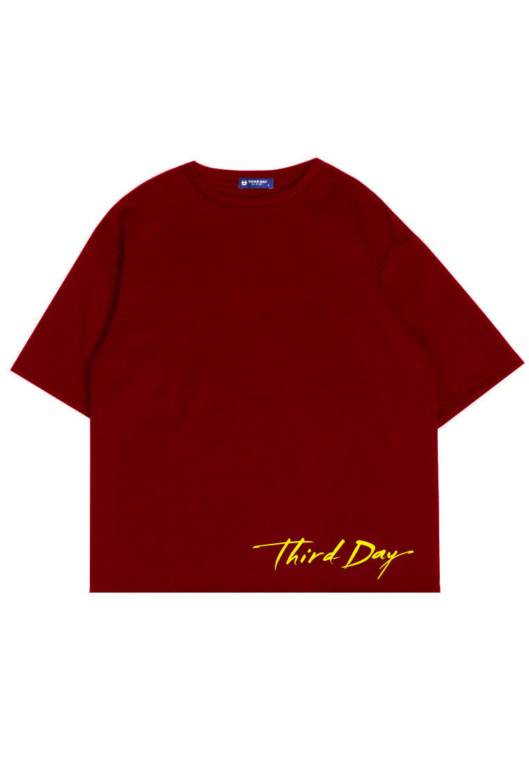 MTT82 baju kaos imlek oversize bahan scubalux 210gsm "third day long sign" merah maroon
