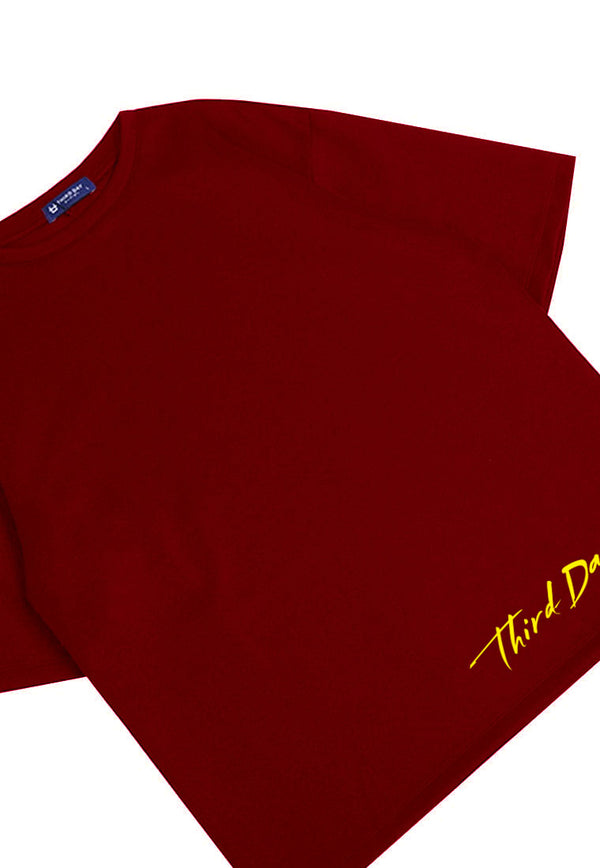 MTT82 baju kaos imlek oversize bahan scubalux 210gsm "third day long sign" merah maroon