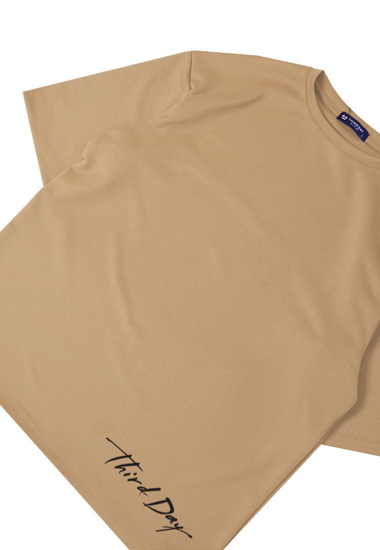 MTT83 kaos oversized estetik bahan tebal scubalux "thirdday long sign" khaki