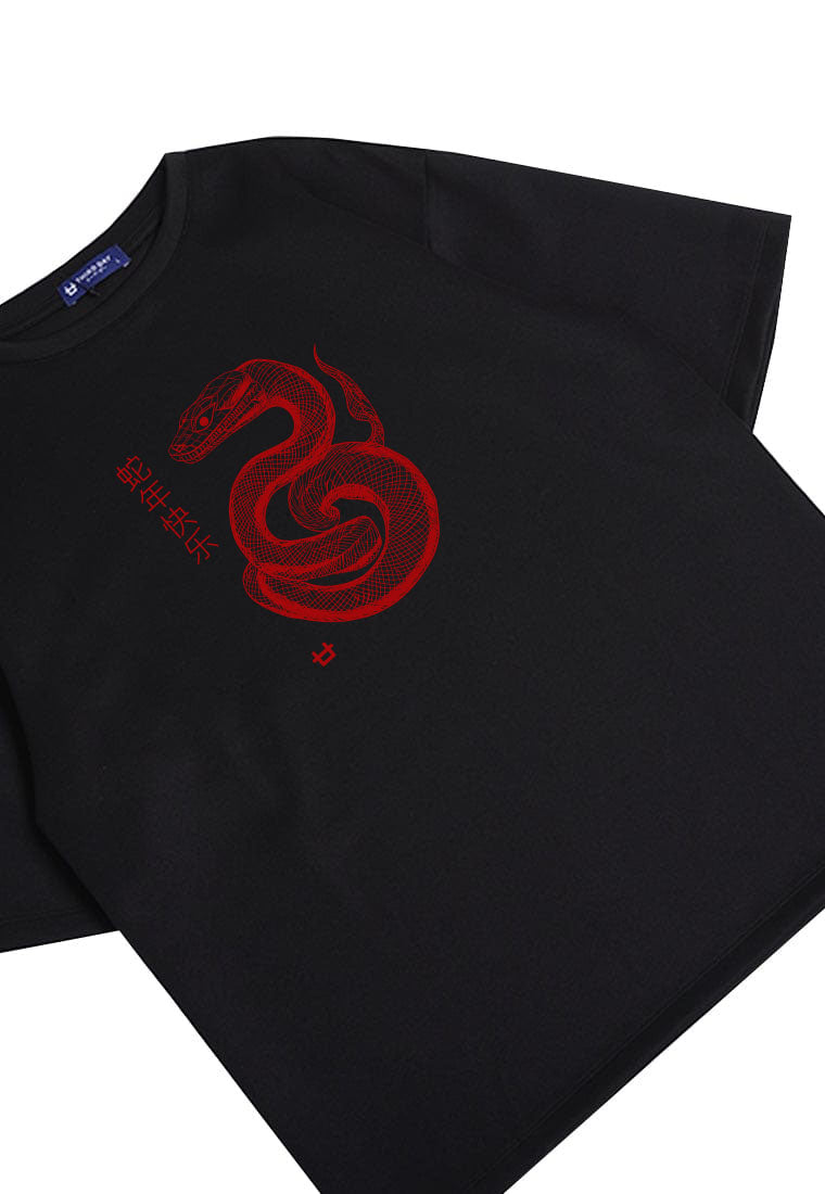 MTT86 baju kaos imlek oversize bahan scubalux 210gsm "polymesh snake" hitam