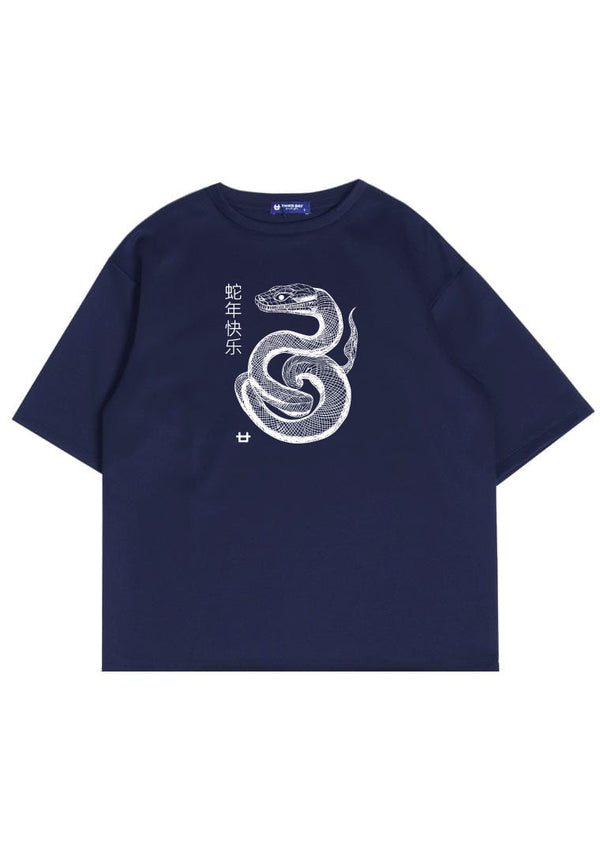 MTT87 baju kaos imlek oversize bahan scubalux 210gsm "polymesh snake" navy
